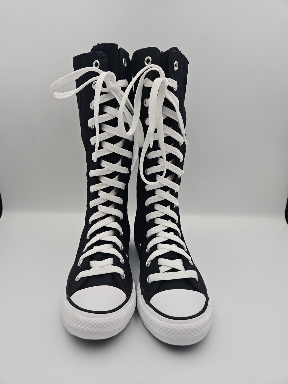 Converse Black Tall Lace-Up Kids' Sneakers with White Trim - Picture 2 of 8